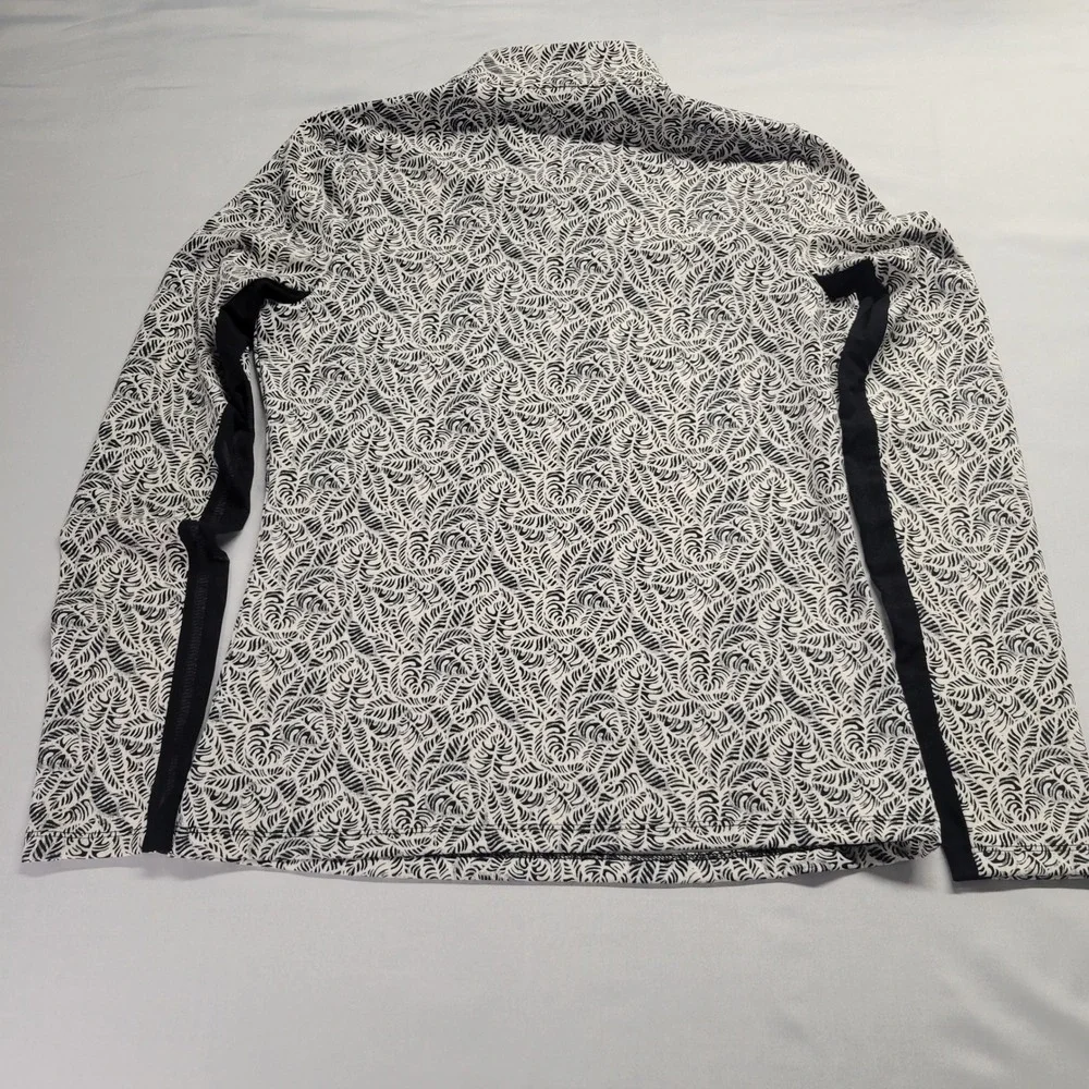 Tommy Bahama Everyday Active Womens Small Black White Palm Leaf Quarter Zip Top - Picture 7 of 9